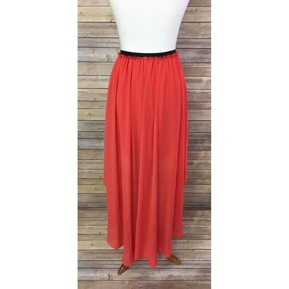 MM Couture By Miss Me High Low Coral Skirt Lined - Picture 5 of 7
